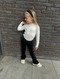 Flared Denim Broek met Glittersteentjes | Zwart