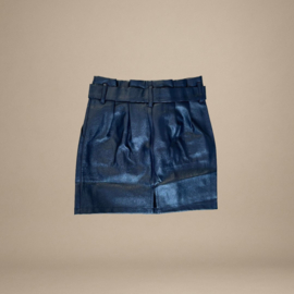 Leren Imitatie Rok Met Ceintuur | Blauw