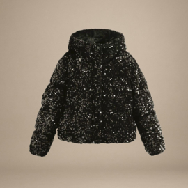 Winterjas met pailletten Zwart