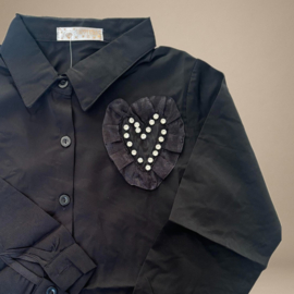 Blouse met Strasstenen Hart | Zwart