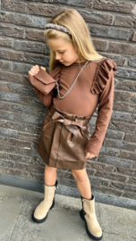 Leren Imitatie Rok Met Ceintuur | Bruin
