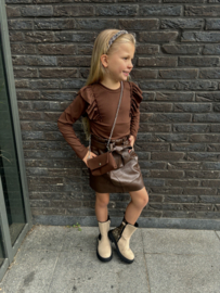 Leren Imitatie Rok Met Ceintuur | Bruin