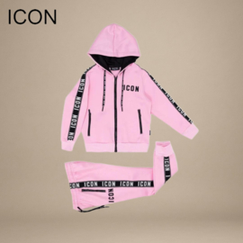 Joggingset ICON met Merkstroken & Ritssluiting Roze