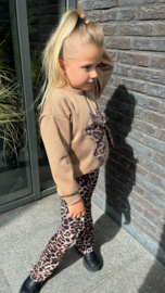 Panter Flared Broek & Sweater met Strik | Camel