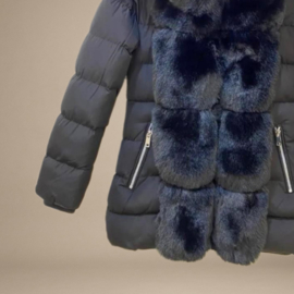 Winterjas met Warme Padding met Luxe Imitatiebont Zwart