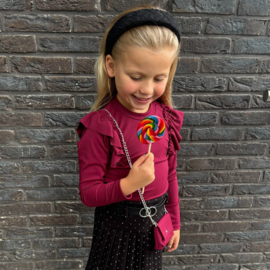 Effen Shirt met Roesels & Bijpassend Tasje | Bordeaux