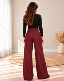 Pretty Pleats Wide Leg Pants – Bordeaux Rood