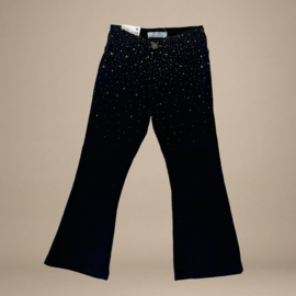 Flared Denim Broek met Glittersteentjes | Zwart