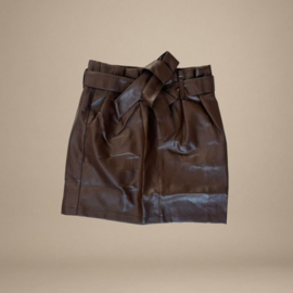 Leren Imitatie Rok Met Ceintuur | Bruin