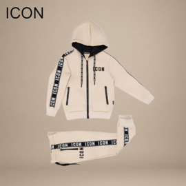Joggingset ICON met Merkstroken & Ritssluiting Zand