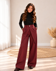 Pretty Pleats Wide Leg Pants – Bordeaux Rood