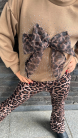 Panter Flared Broek & Sweater met Strik | Camel