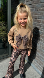 Panter Flared Broek & Sweater met Strik | Camel