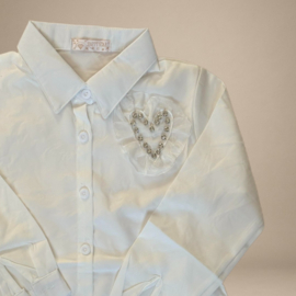 Blouse met Strasstenen Hart | Wit