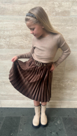 Fluwelen Plissé Rok | Bruin