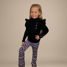 Zigzag Velvet Flared Pants Paars