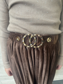 Fluwelen Plissé Rok | Bruin