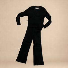 Gebreide Set longsleeve en broek | Zwart