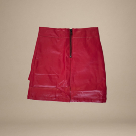 Leren Imitatie Rok met Roesels | Rood