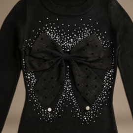 Jurk met sierlijke strik & glittersteentjes