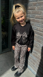 Panter Flared Broek & Sweater met Strik | Zwart