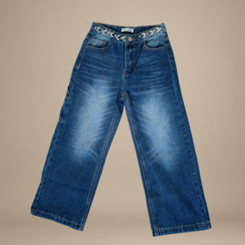 Wijde Denim Jeans met Strasstenen