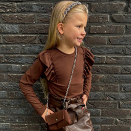 Effen Shirt met Roesels & Bijpassend Tasje | Bruin