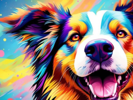 Bordercollie kleurrijk Diamond Painting