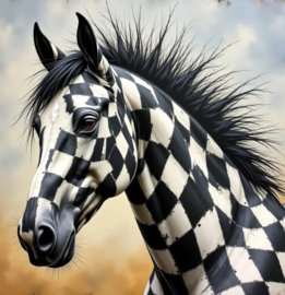 Paard zwart wit Diamond Painting