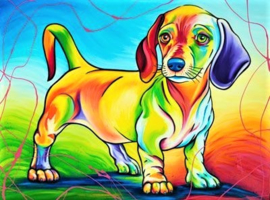 Cartoon Kleur Hond Diamond Painting full