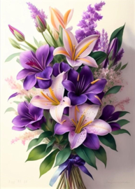 Paarse Bloemen Diamond Painting