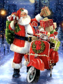 Kerstman Scooter Diamond Painting full