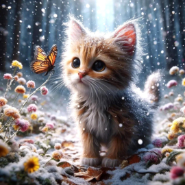 Kitten met vlinder Diamond Painting