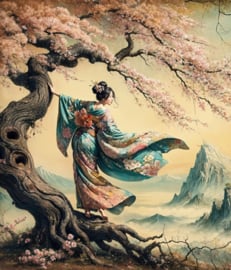 Geisha in de wind Diamond Painting