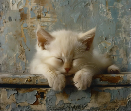 Kitten slaapt Diamond Painting