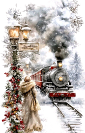 Dame stoomtrein Diamond Painting