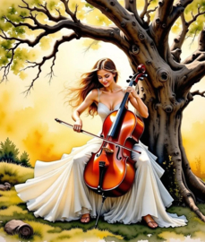 Vrouw met cello Diamond Painting
