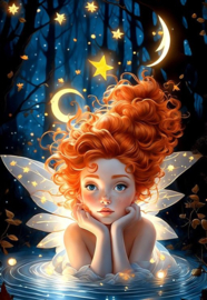 Oranjeharig elfje Diamond Painting