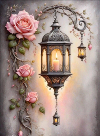 Lantaarn met rozen Diamond Painting