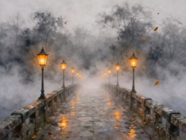 Mistige brug Diamond Painting