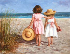 Meisjes Strand Diamond Painting full