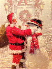 Kerstman en Sneeuwpop Diamond Painting full