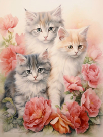 Katten en Rozen Diamond Painting