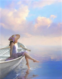 Vrouw Boot Diamond Painting full