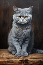 Kat grijs Diamond Painting