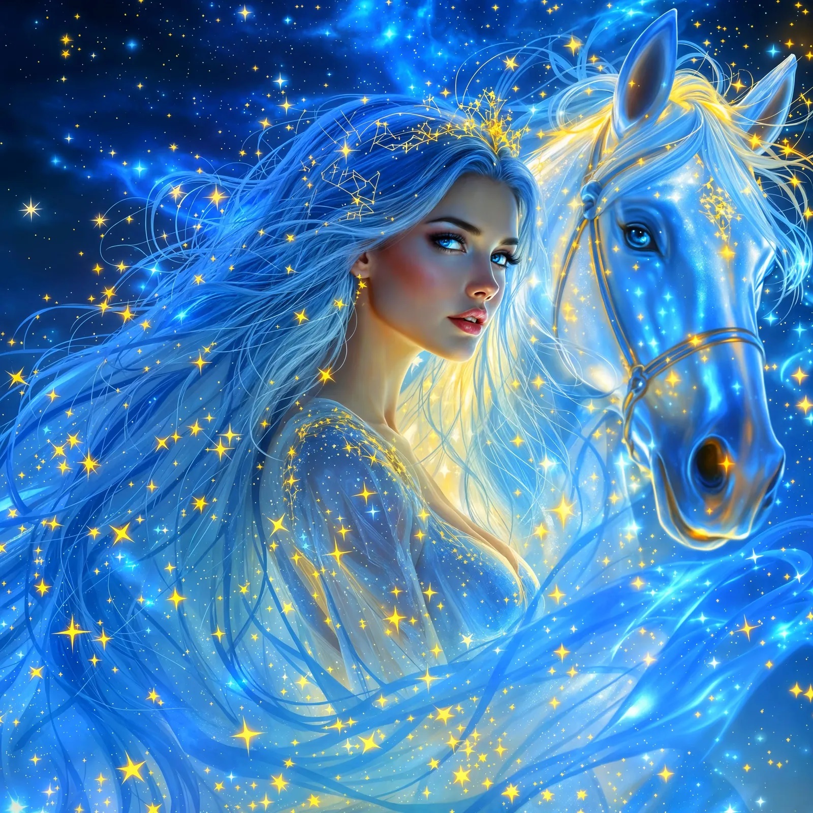 Vrouw met paard Diamond Painting