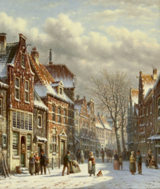 Stadsplein in sneeuw Diamond Painting