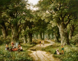 Koekkoek boeren bij een vuurplaats Diamond Painting