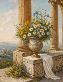 Griekse vaas bloemen Diamond Painting