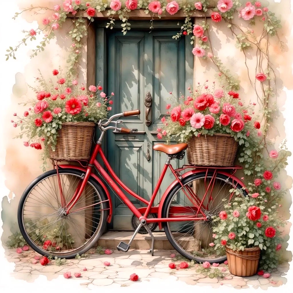 Fiets met bloemen